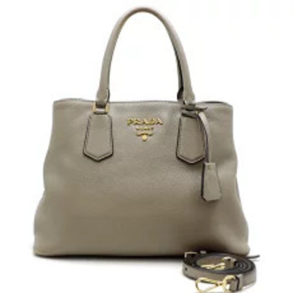 Prada Handbag Leather Greige